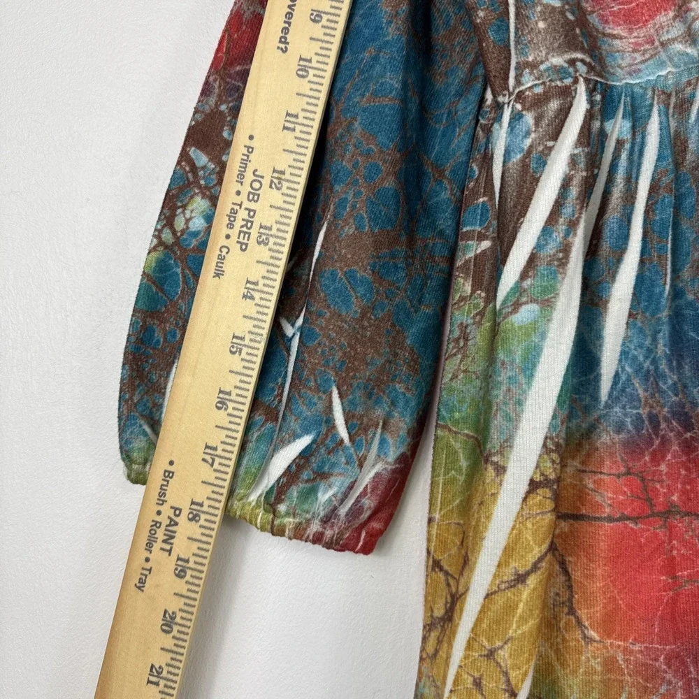 Y2K 2000s Top Womens Large XL Colorful Vibrant Babydoll‎ Boho Tunic Blouse - Picture 8 of 10